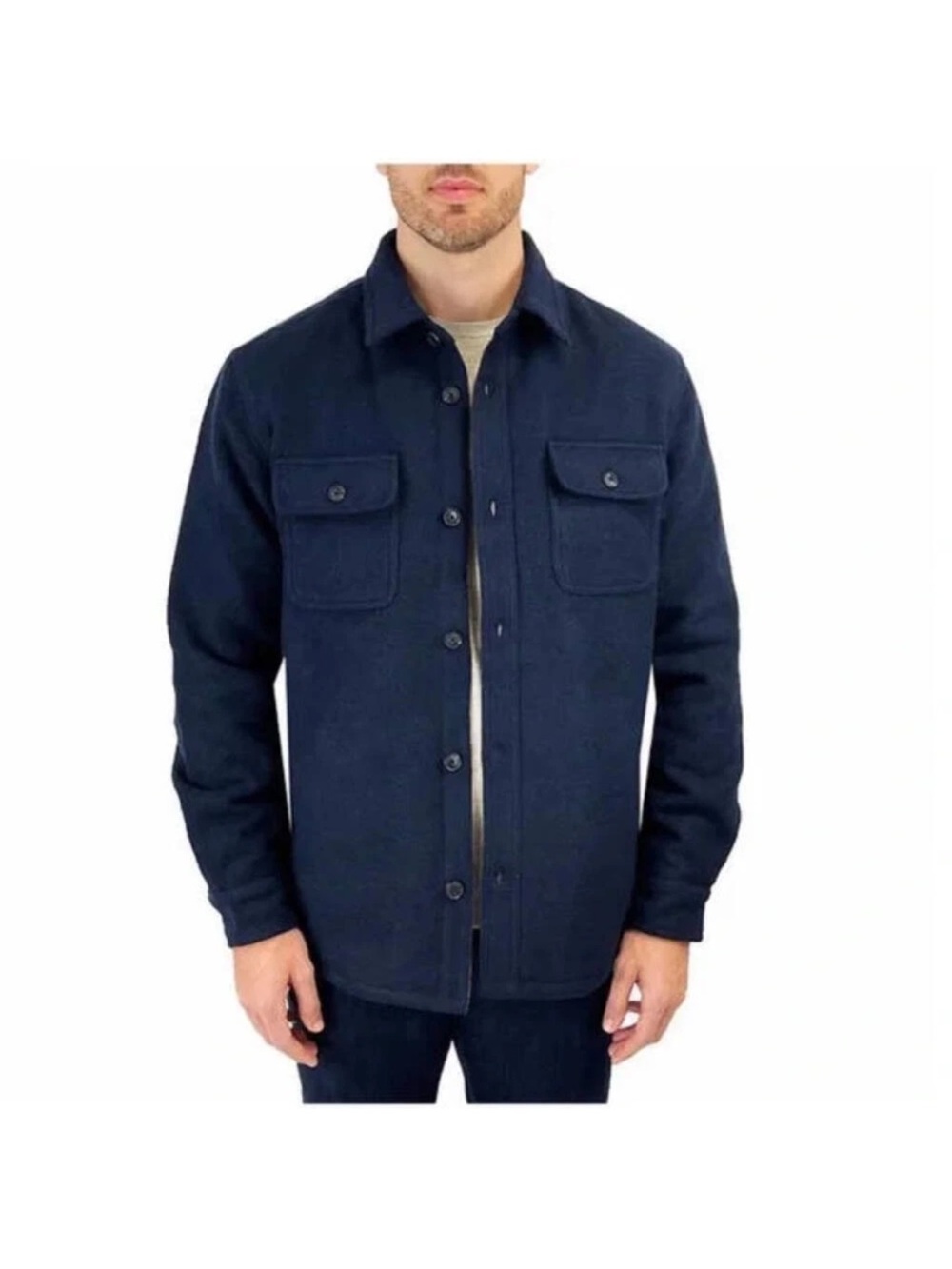 Jachs Men's premium outdoor purveyor Navy Button-Front Lightweight Coat Size M